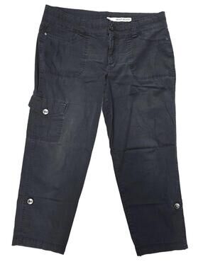 DKNY Black Cotton Cargo Pants Relaxed Fit Mid-Rise  Size 14